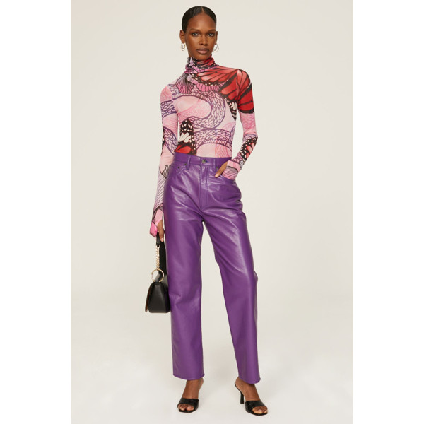 Afrm Zadie Turtleneck purple-red-print | Rent the Runway