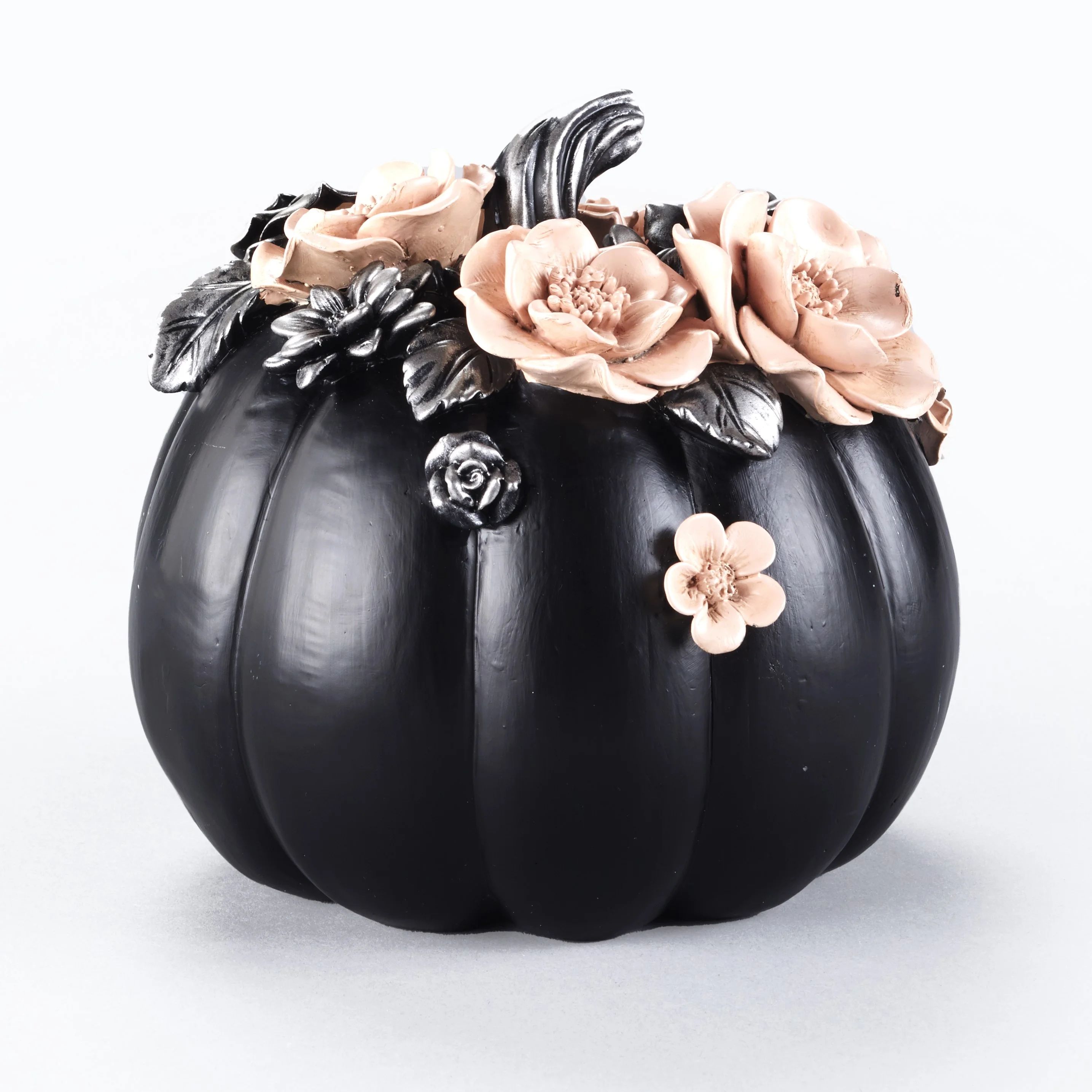 Ceramic Pumpkin with Floral Sculptures - Harvest Halloween Table Decoration | Walmart (US)