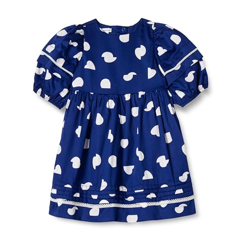 Amazon Essentials Girls and Toddlers' 100% Cotton Puff-Sleeve Fit & Flare Dress | Amazon (US)
