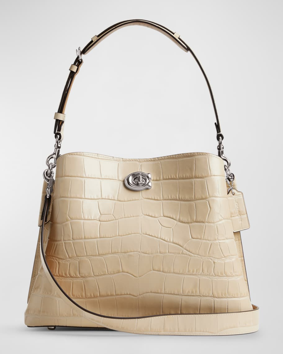 Coach Willow Croc-Embossed Leather Shoulder Bag | Neiman Marcus