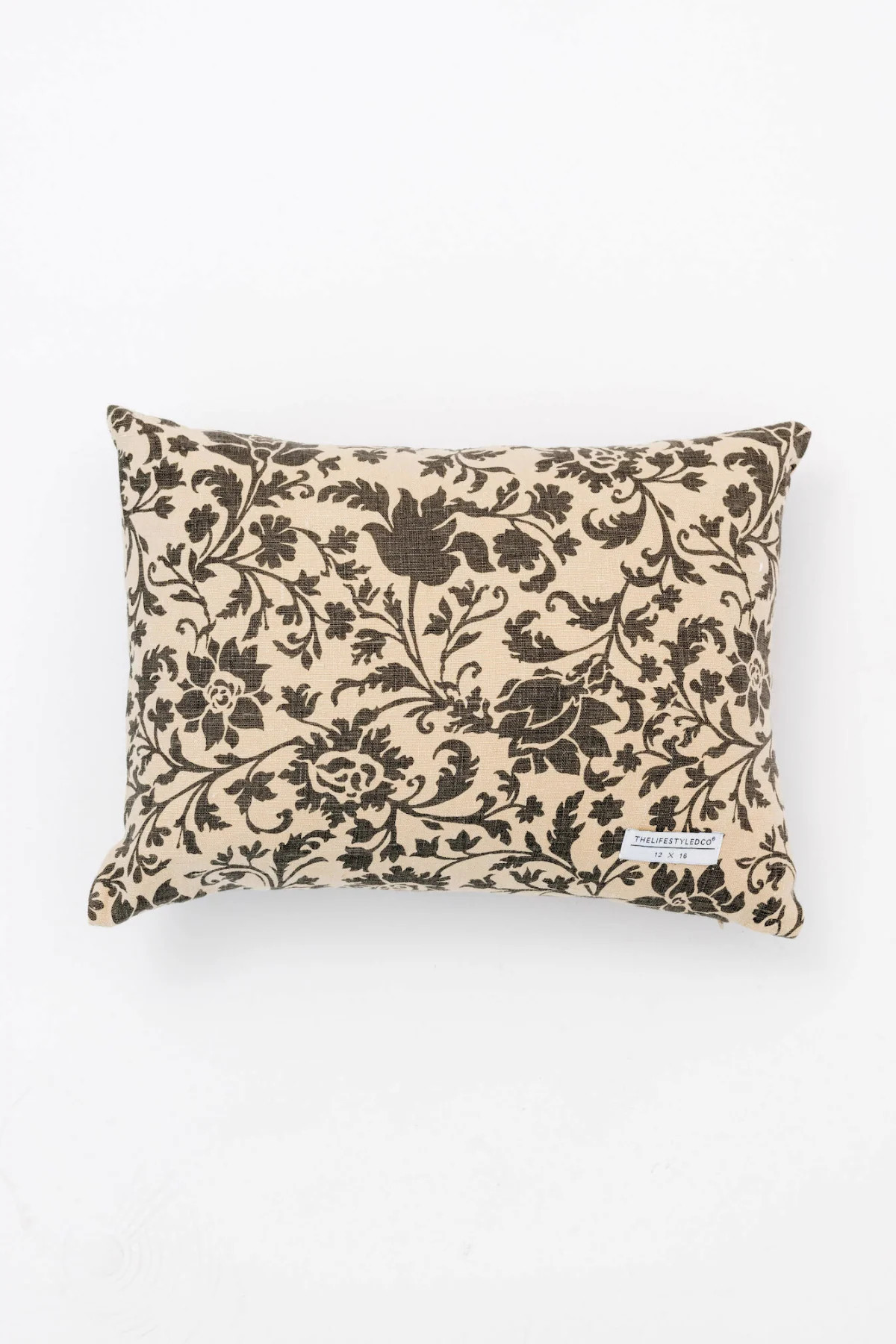 Ditzy Floral Linen Pillow - Beige/Black | THELIFESTYLEDCO
