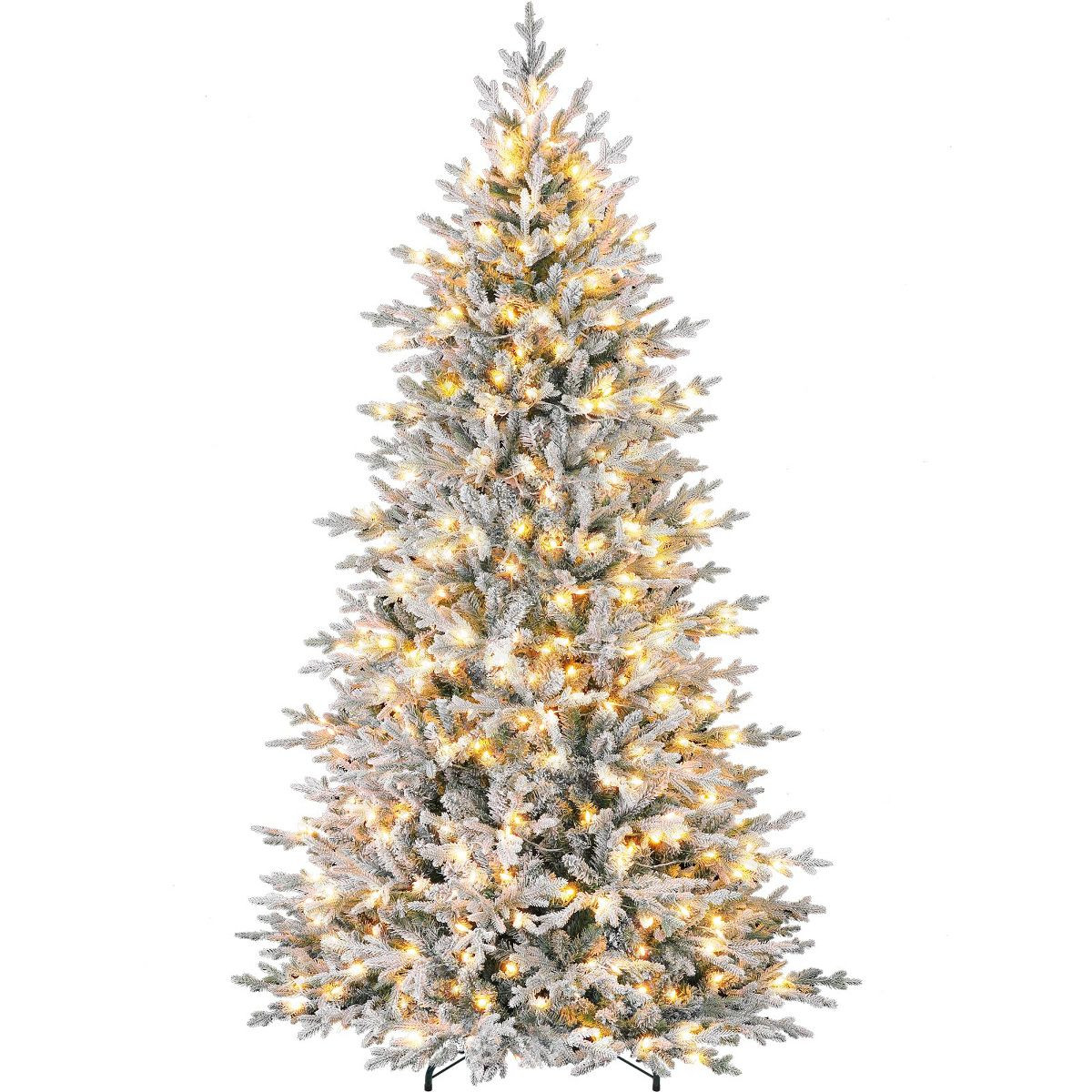 Vivatrees 7.5 Ft Prelit Snow Flocked Christmas Tree Warm White Lights Frasier Grande Artificial T... | Target