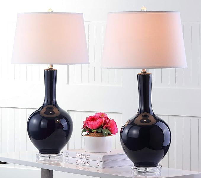 SAFAVIEH Lighting Collection Blanche Modern Navy Gourd Ceramic 32-inch Bedroom Living Room Home O... | Amazon (US)