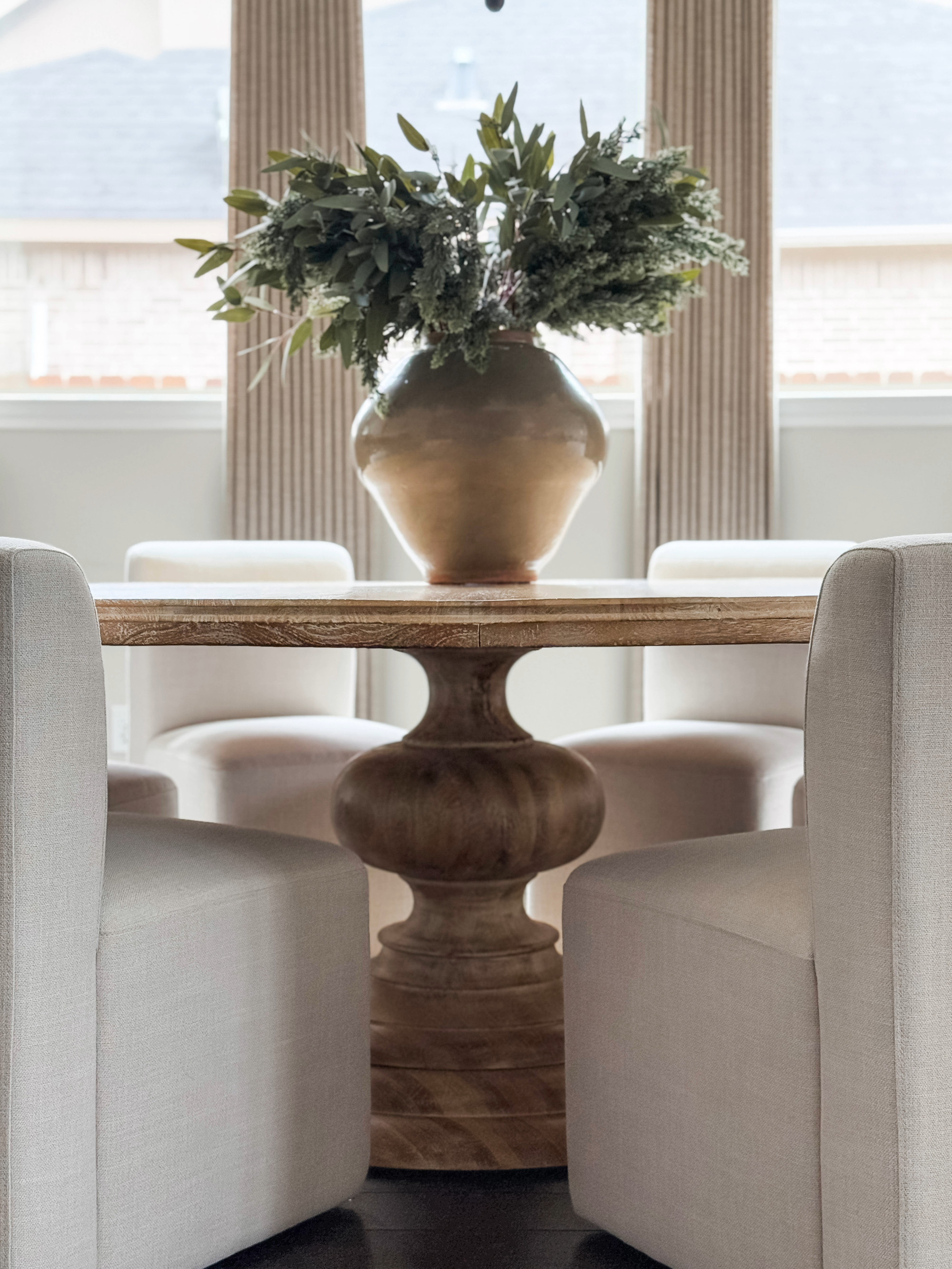 Beige Dining Room. Sale Alert! Memorial Day Sale on my dining table and set of 2 dining chairs 

french dining table, wood dining table, circle dining table, kathy kuo dining table, glazed vase, pottery barn vase, beige clothe dining chairs, wayfair beige chairs, beige home, beige white gray 

 

#LTKSeasonal #LTKSaleAlert #LTKHome