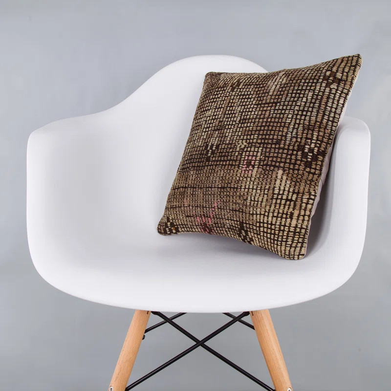 MasApUniq-7946-Pillow Cover Brown Cream Ethnic Wool Cotton Handwoven Pillow Cover | Wayfair North America