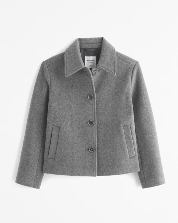 Short Wool-Blend Coat | Abercrombie & Fitch (US)