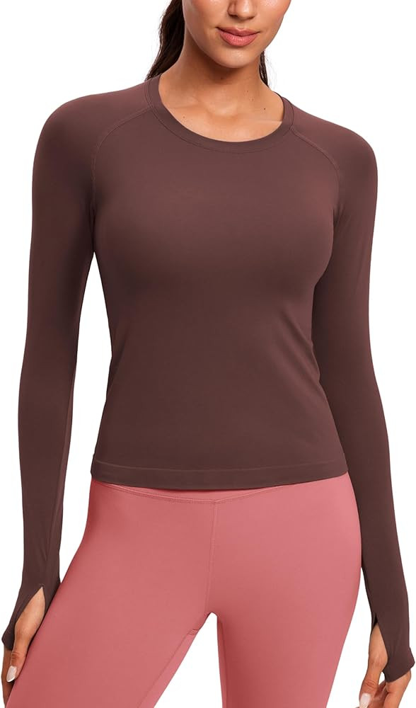 CRZ YOGA Womens Seamless Workout Long Sleeve Shirts Quick Dry Gym Athletic Tops Breathable Runnin... | Amazon (US)