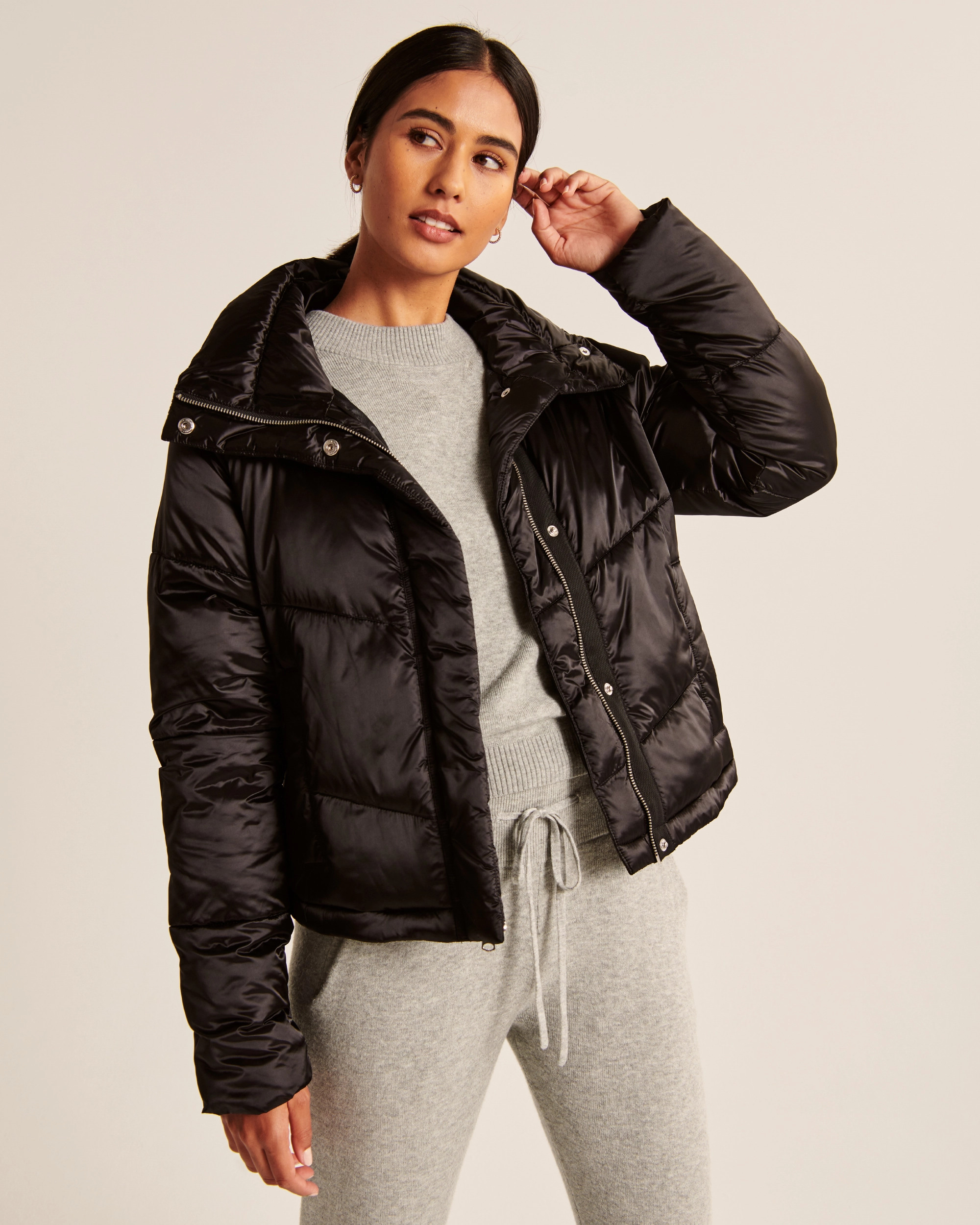 Satin Mini Puffer | Abercrombie & Fitch (US)