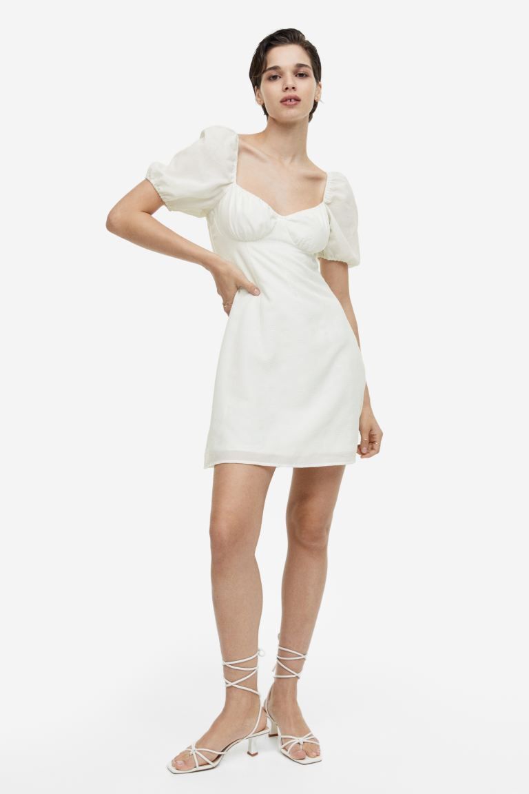 Puff-sleeved Crêped Dress | H&M (US)