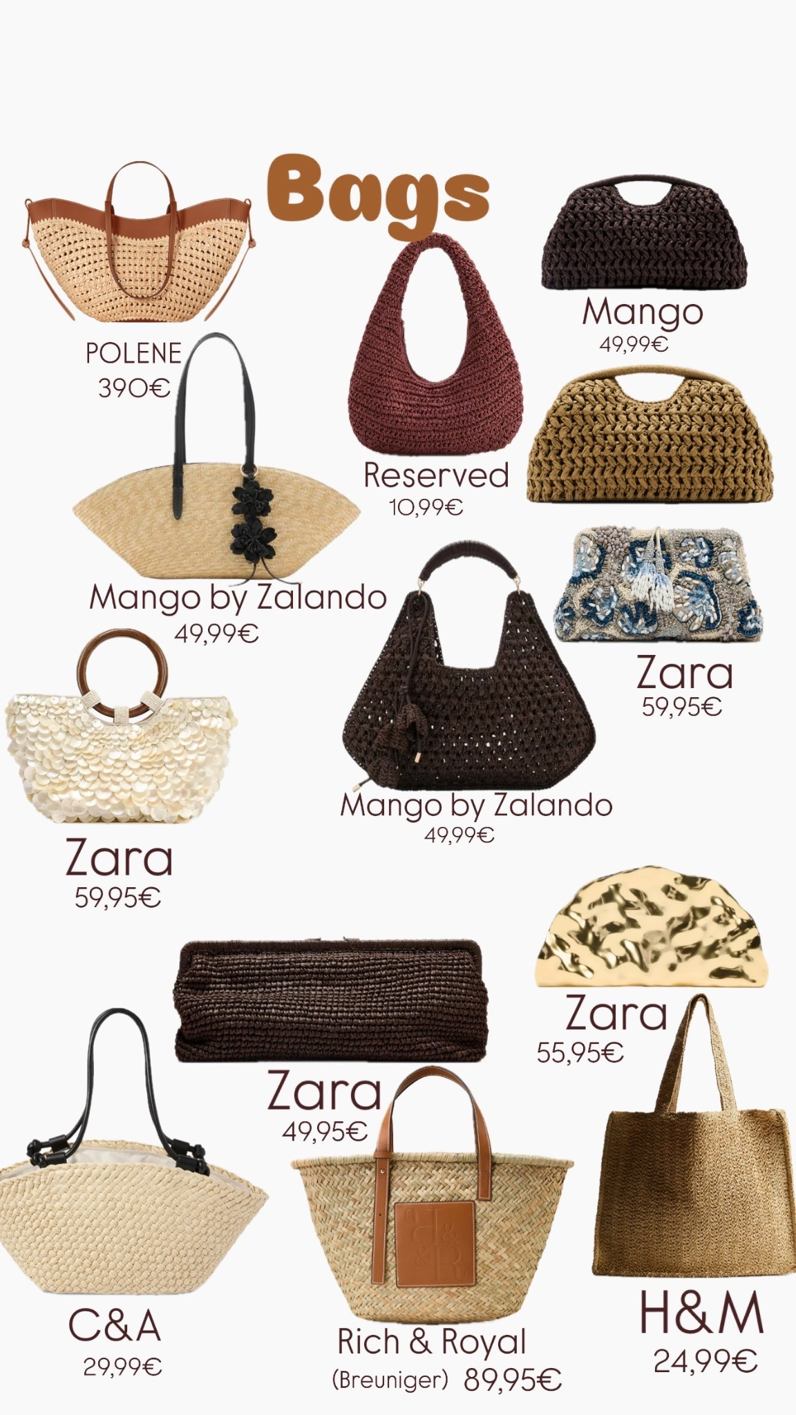 Bags ❤️ Zara Ref: Pearls bag: 6545/510/910 beaded bag: 6221/610/400
Gold bag: 6588/510/254

#LTKeurope #LTKbag #LTKtravel