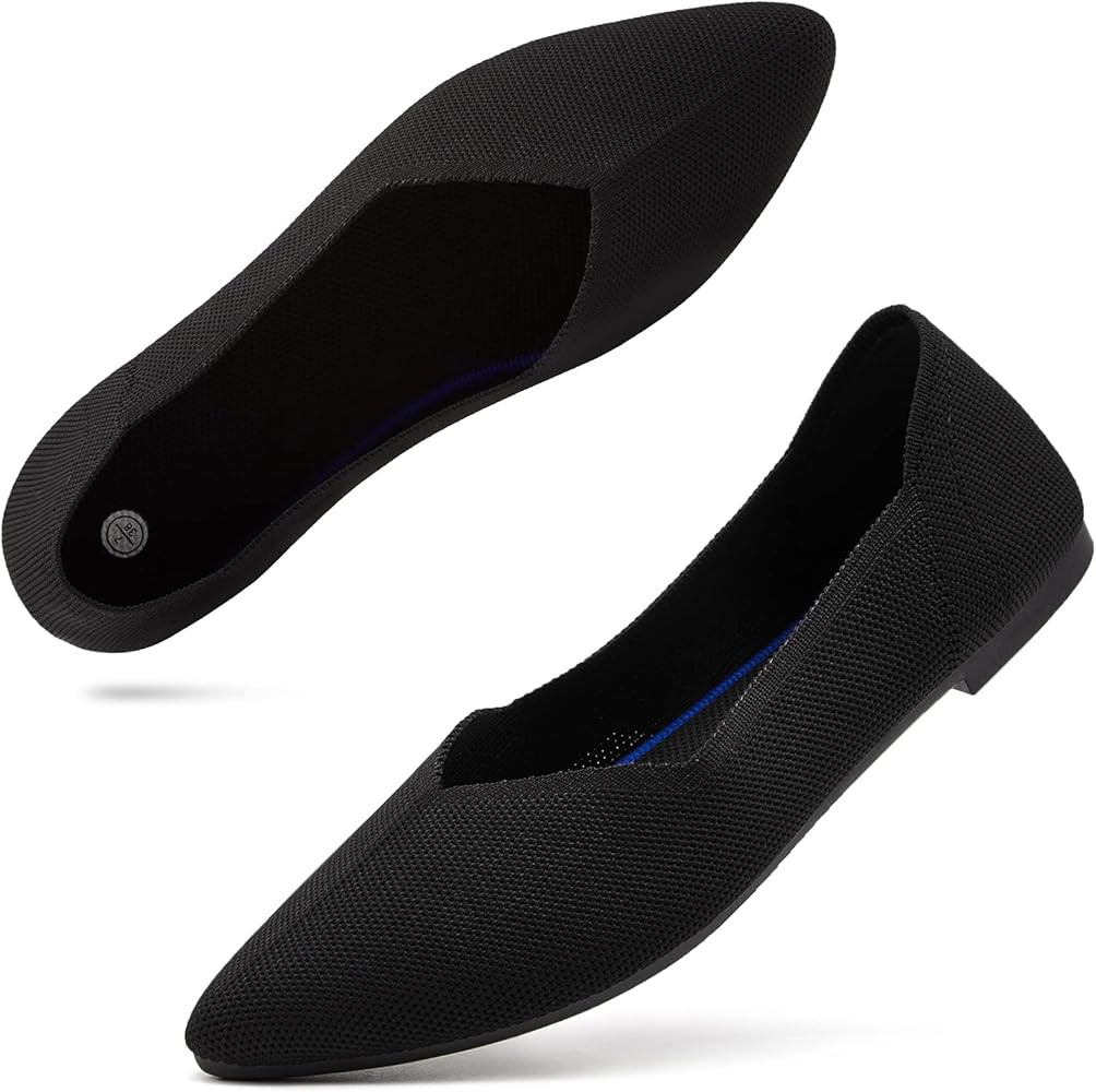 hash bubbie Women Ballet Flats Shoes Black Pointed Toe Slip on Shoes Comfortable Dress Shoes | Amazon (US)