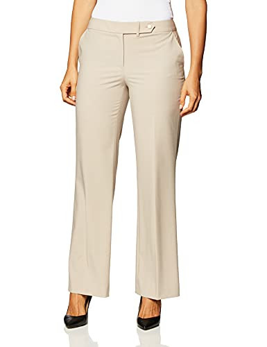 Calvin Klein Women's Classic Fit Straight Leg Lux Suit Pant, Khaki, 12 | Amazon (US)
