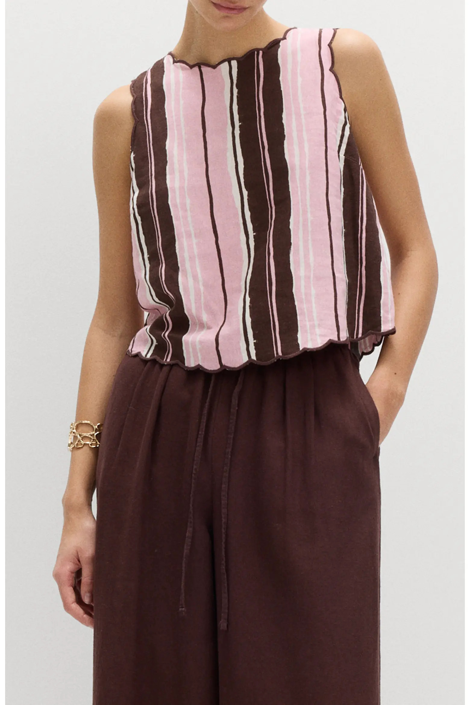 Stripe Scallop Sleeveless Top (Women) | Nordstrom | Nordstrom