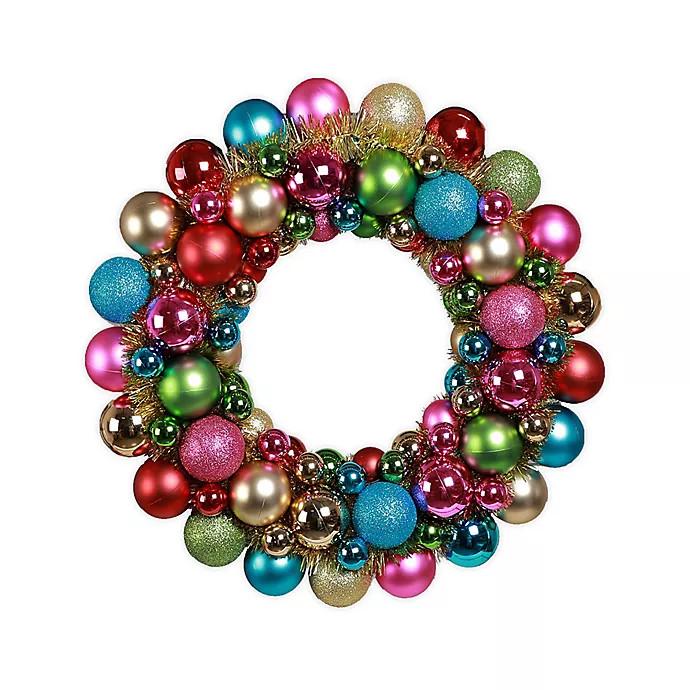 18-Inch Holiday Ornament Wreath in Multi | Bed Bath & Beyond