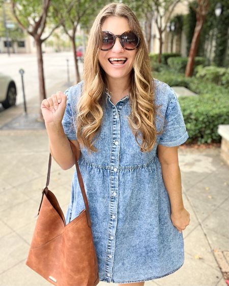 LIGHTNING DEAL on the denim dresses we love! These fit TTS. I'm wearing a large in the bay blue color. Fall outfit // teacher outfit // mom outfit // amazon dress

#LTKSeasonal #LTKunder50 #LTKsalealert
