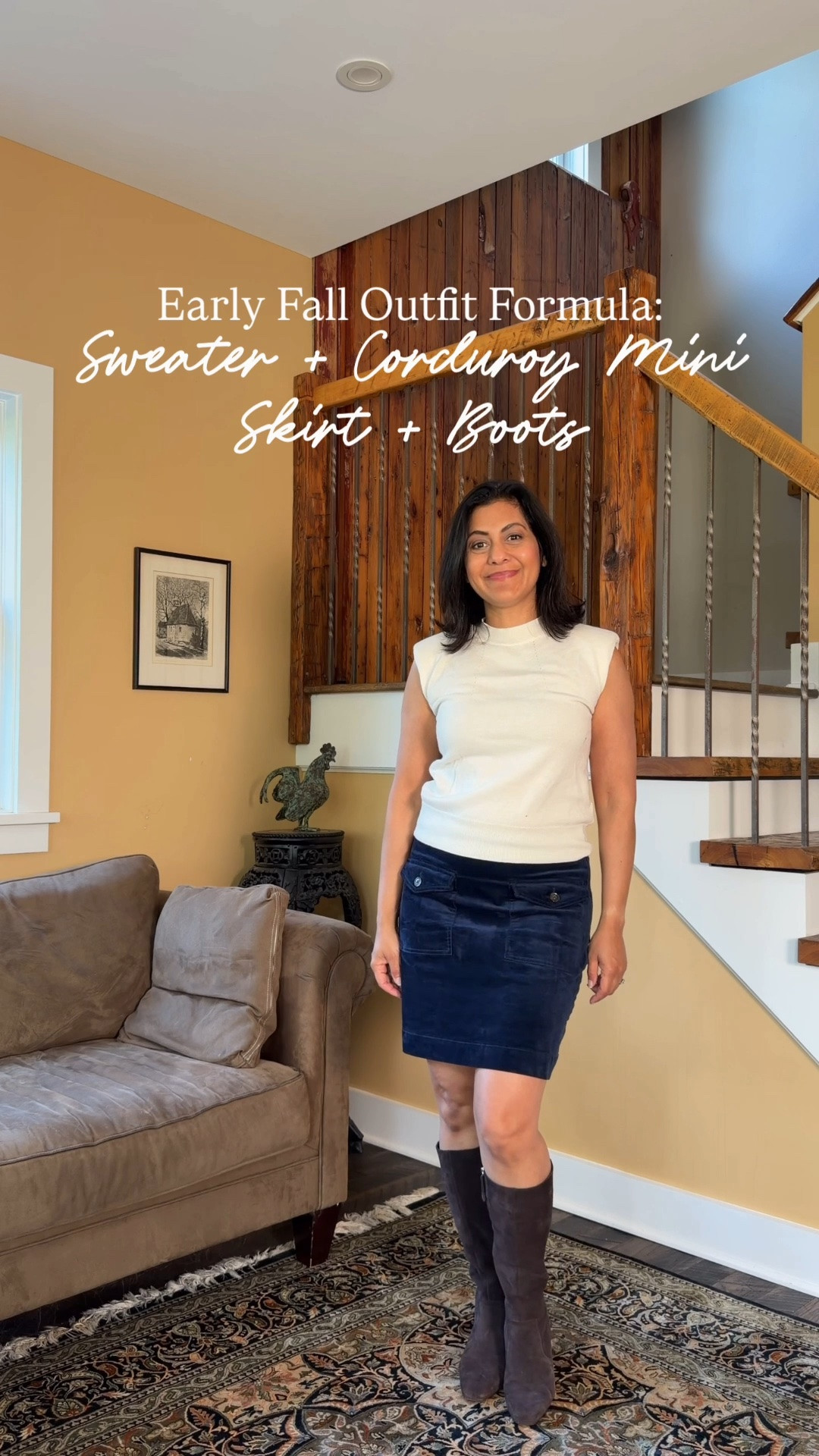 Need a change from midi and maxi skirts? Me too, especially because I often have to have them shortened to fit my petite frame.  So I bought this corduroy mini skirt to wear with my knee-high boots. Later in the fall, I'll add tights and a jacket. 💙Nipa 

#outfitformula #corduroyskirt #earlyfalloutfit #casualfalloutfit

#LTKOver40 #LTKSaleAlert #LTKPetite