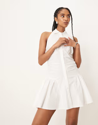 ASOS DESIGN sleeveless mini shirt dress in white | ASOS (Global)