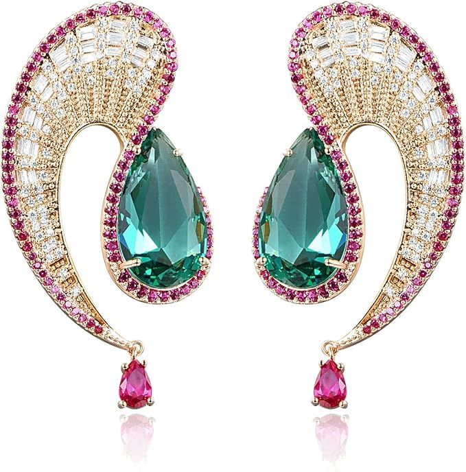 Sineed Luxury Cubic Zirconia Wedding Bridal Earrings for Women Natural Crystal Drop Statement Ear... | Amazon (US)