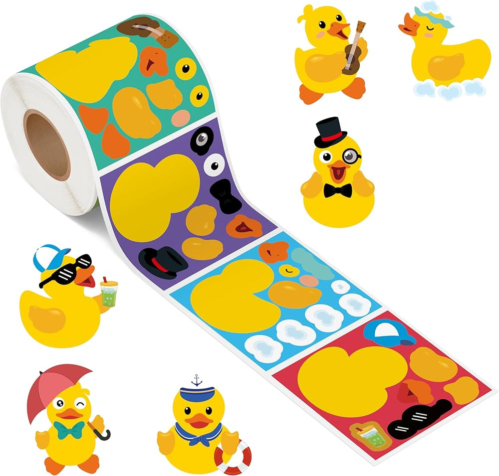 Haooryx 300pcs Make A Yellow Duck Scene Sticker Roll, Make Your Own Yellow Rubber Duck DIY Sticke... | Amazon (US)