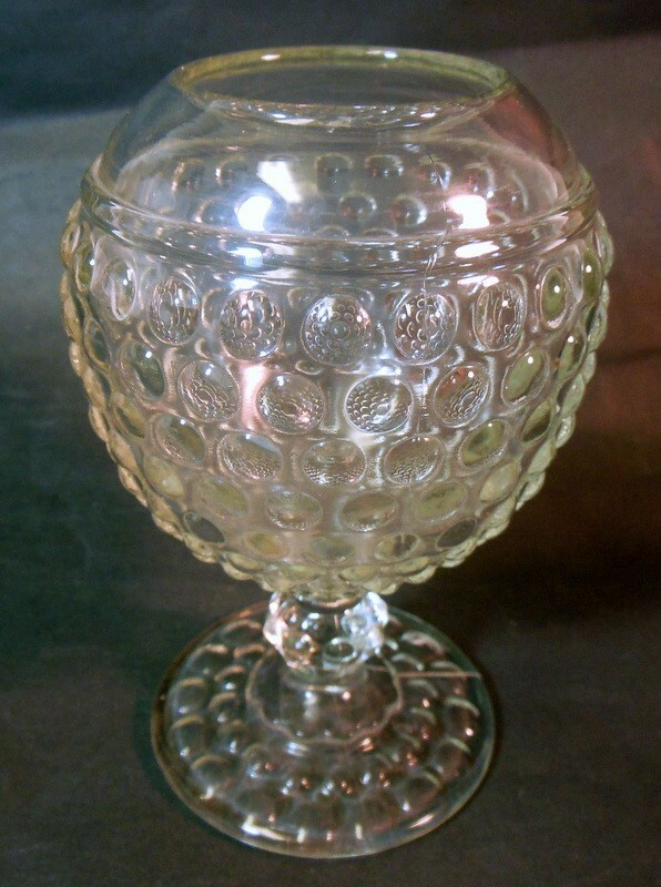 Vtg Clear HOBNAIL Glass Footed Pedestal VASE Rose Ivy | eBay | eBay US