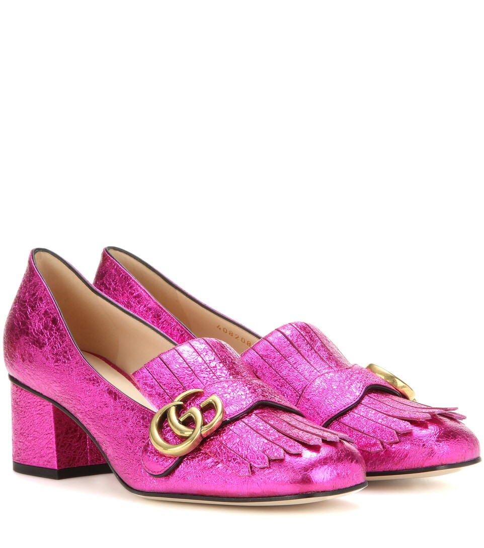 Metallic leather loafer pumps | Mytheresa (DACH)