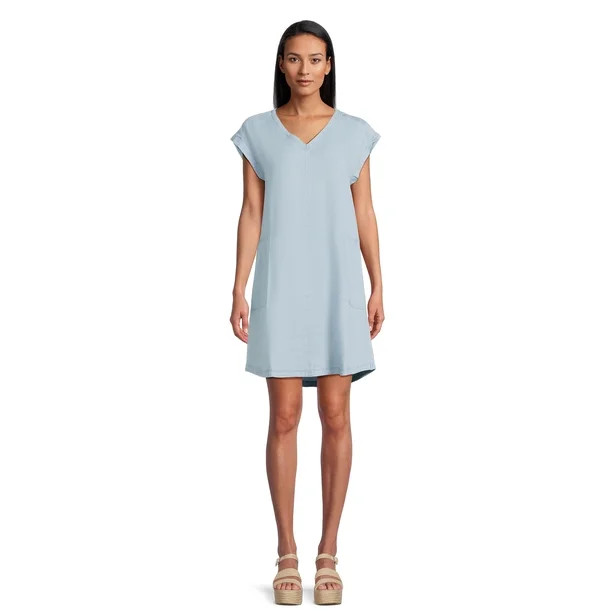 Time and Tru Women's Dolman Sleeve V-Neck Shirt Dress | Walmart (US)