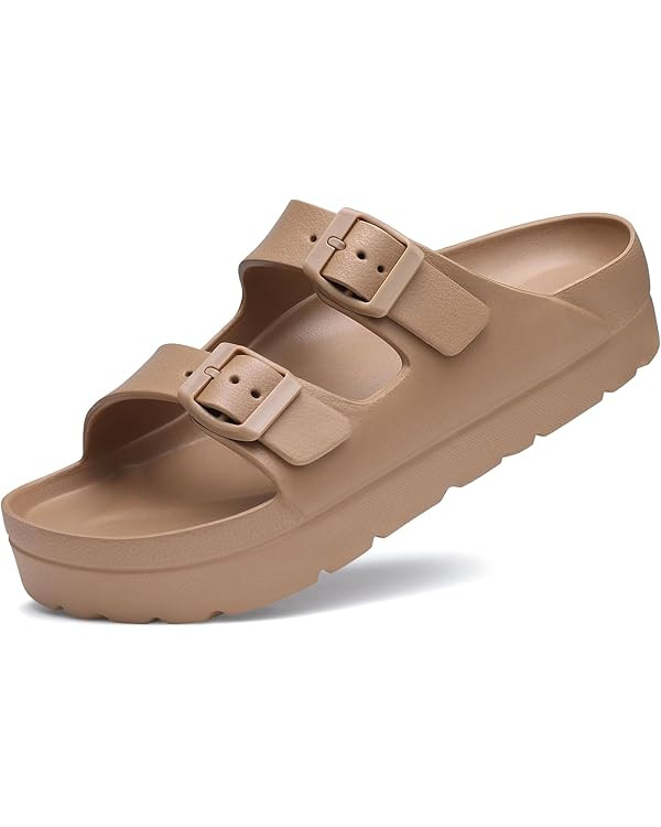 Women's Platform Sandals with Arch Support, Chunky Lightweight Foam Slip on Slides, Comfortable S... | Amazon (US)