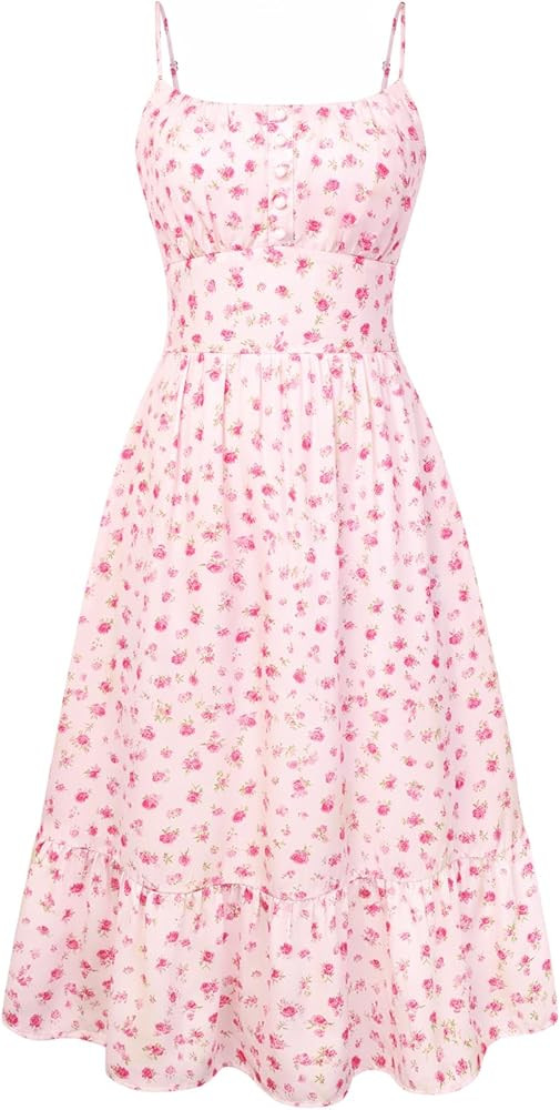 Belle Poque Floral Dress for Women 2026 Summer Sleeveless Flowy Ruffle Midi Dresses Elegant Weddi... | Amazon (US)