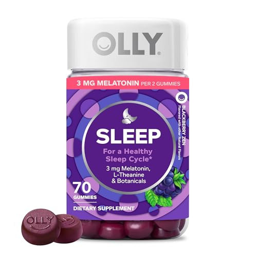 OLLY Sleep Gummy, Sleep Support Supplement,* 3 mg Melatonin, L-Theanine, Chamomile and Lemon Balm Extracts, Blackberry Zen Flavor, 35 Day Supply - 70 Count | Amazon (US)