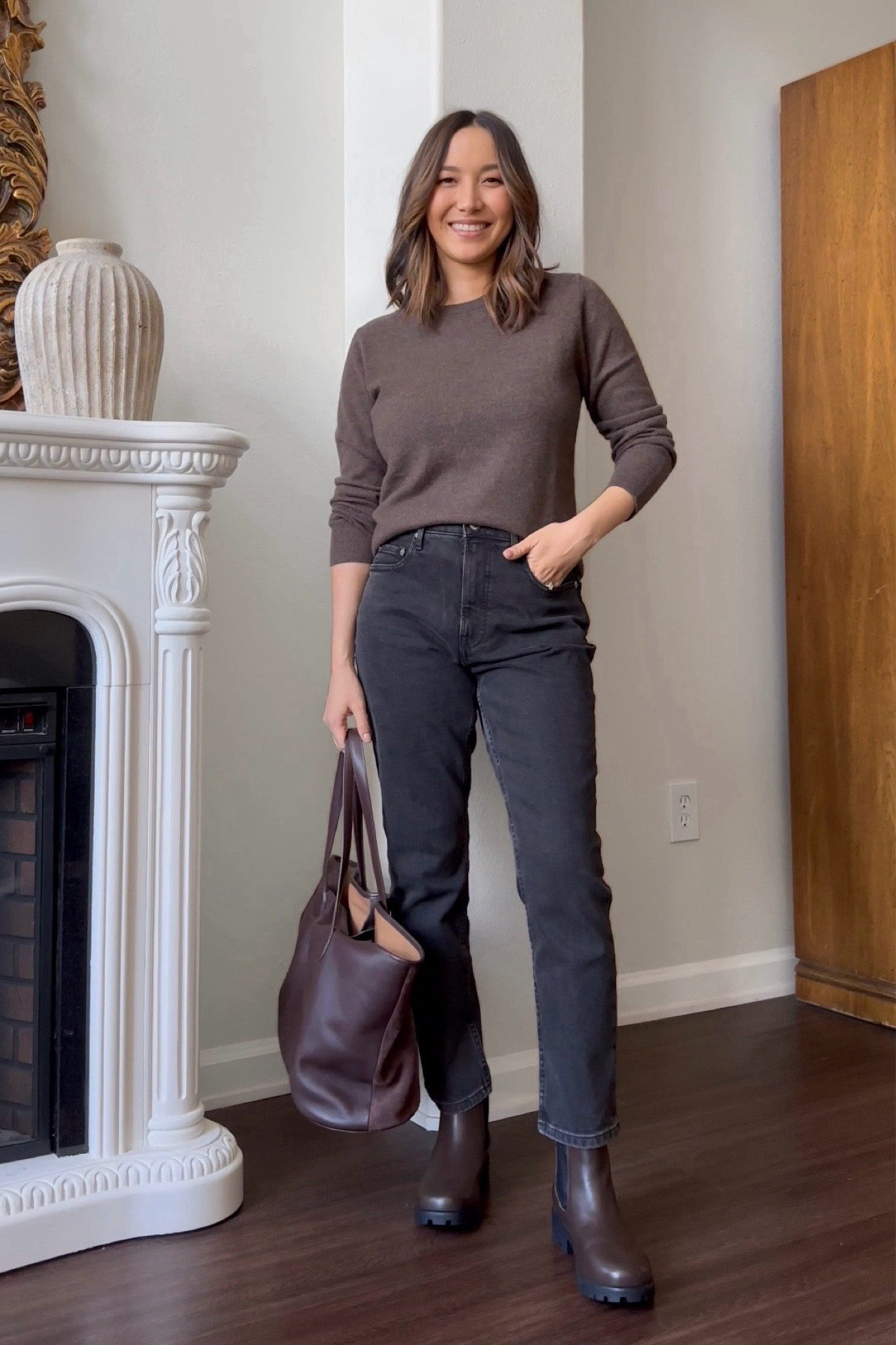 Styling Chelsea boots for fall/winter 

• quince cashmere sweater - under $50 
• everlane original cheeky jeans - on sale for Black Friday! 
• lands end Chelsea boots 
• suede/leather tote bag - linked to similar styles 

#LTKShoeCrush #LTKSeasonal