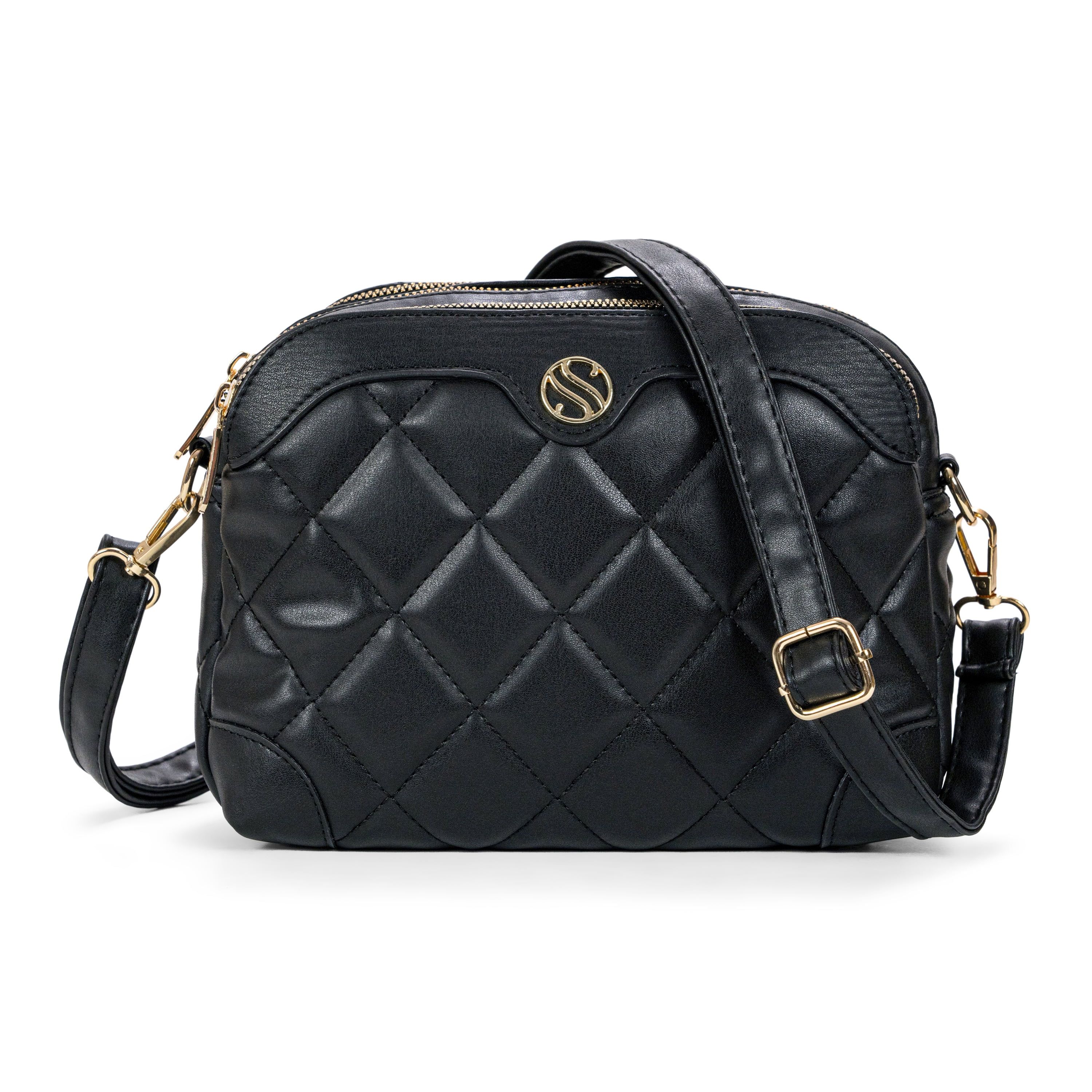 San Morris Chic Quilted Purse for Women - Elegant Black Shoulder Handbag with 3 Zipper Compartmen... | Walmart (US)