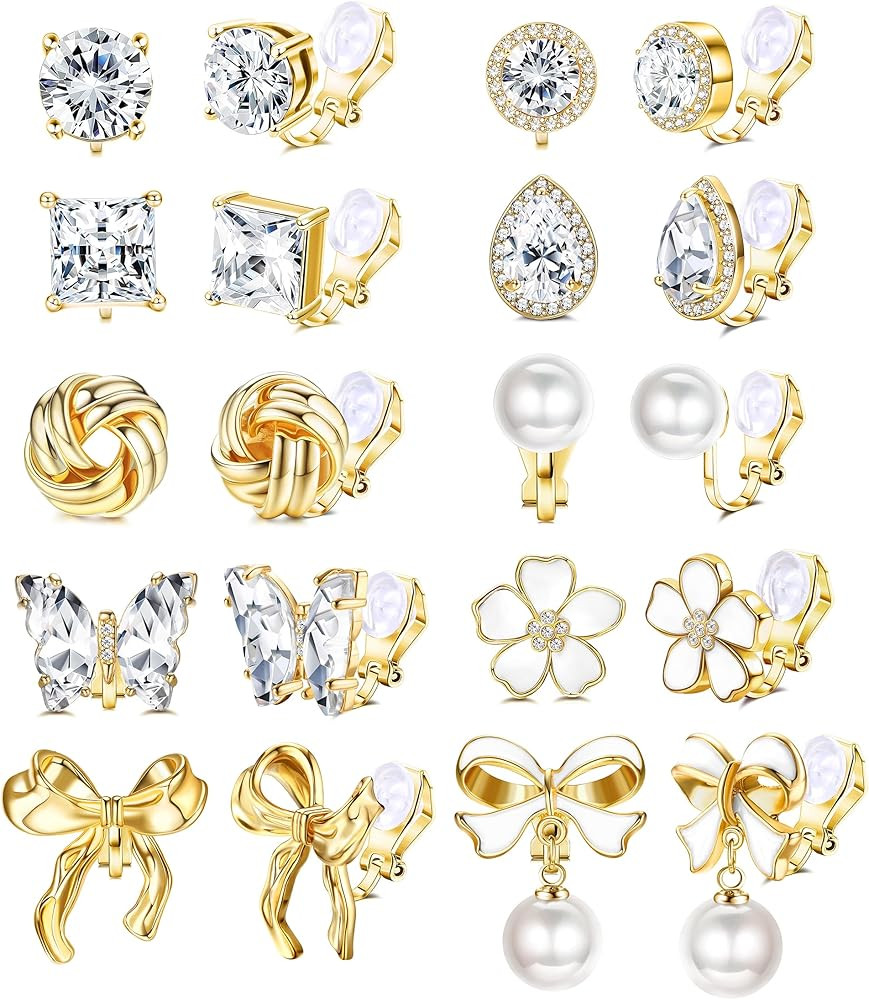 Drperfect Clip on Earrings Women, Gold Clip on Earrings for Women, Clip Earrings for Women, Women... | Amazon (US)