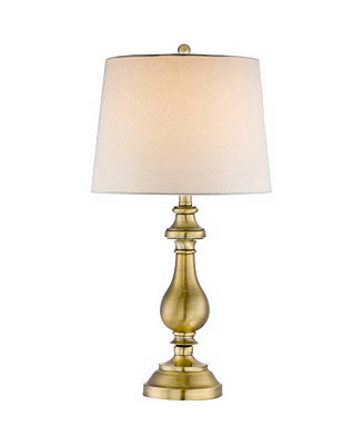 Traditional Table Lamp 26" High Antique Brass Candlestick White Fabric Drum Shade for Living Room... | Macy's