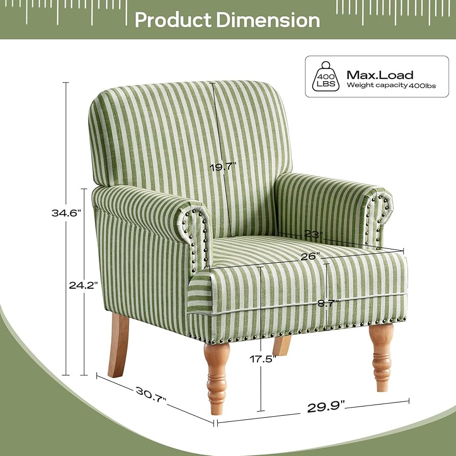 HUIMO Linen Fabric Accent Chair, Mid-Century Modern Upholstered Armchair with Solid Wood Legs, Co... | Amazon (US)