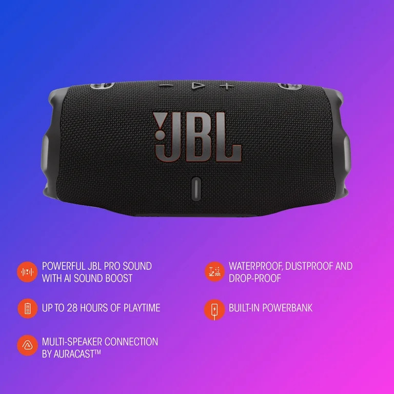 JBL Charge 6 - Portable waterproof & drop-proof Bluetooth speaker, Bold JBL Pro Sound with AI Sou... | Walmart (US)