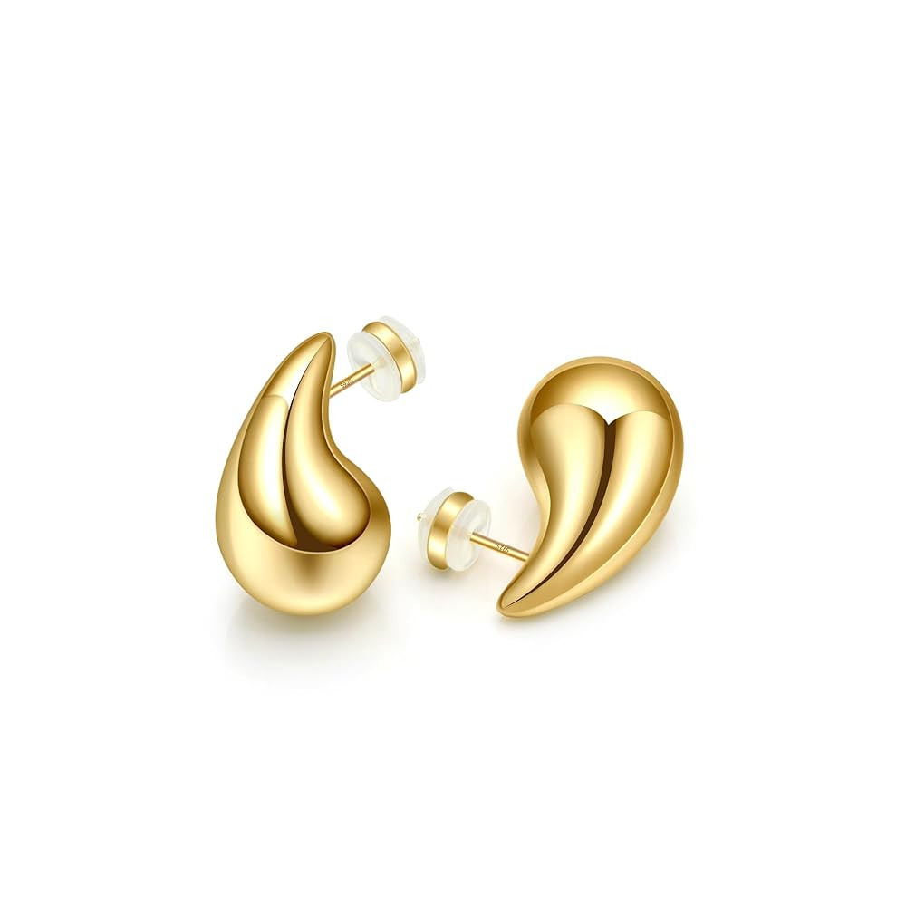 Ava Riley Chunky Gold Earrings, Small Gold Teardrop Earrings for Women, Chunky Silver Ear Studs T... | Amazon (US)