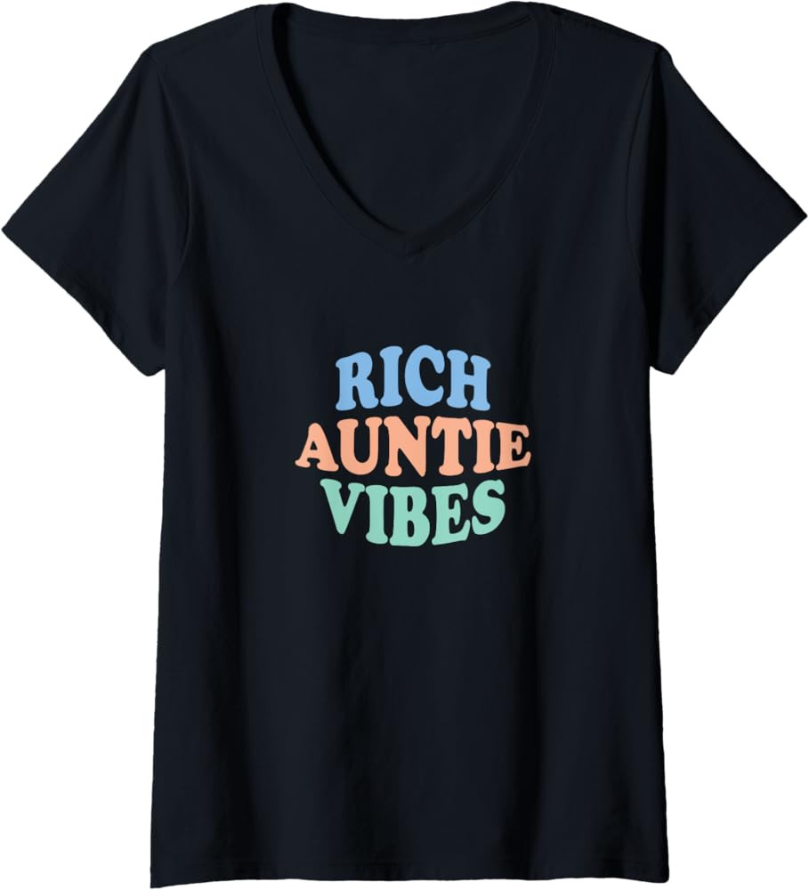 Womens Rich Auntie Vibes V-Neck T-Shirt | Amazon (US)