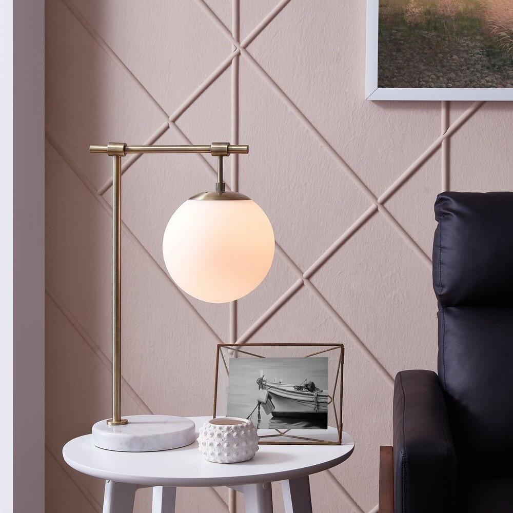 Carson Carrington Marble and Antique Brass Globe Table Lamp (Antique Bronze/White) | Bed Bath & Beyond