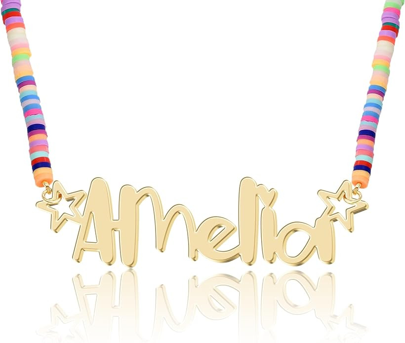 Personalized Name Necklace | Sterling Silver/Stainless Steel | 14 Fonts, 4 Colors, 5 Chains | Tar... | Amazon (US)