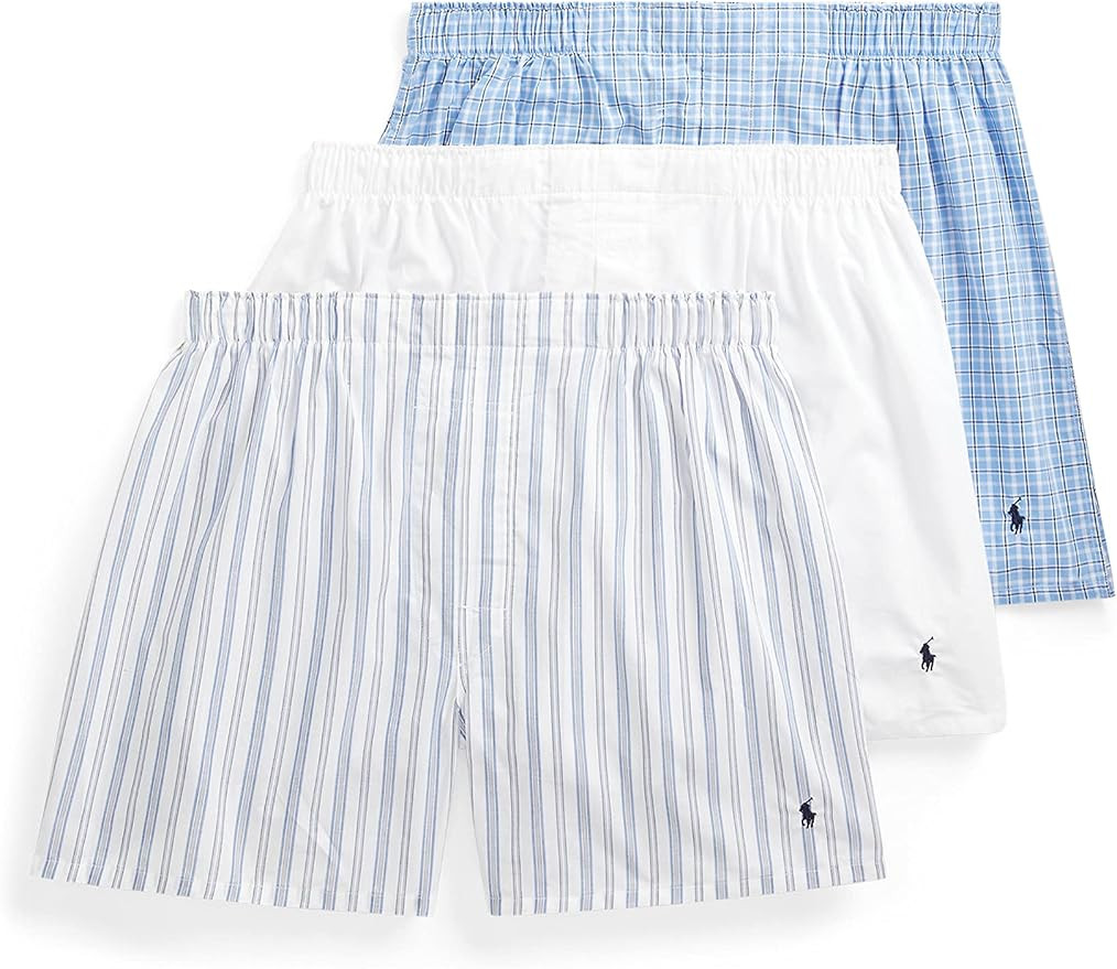 POLO RALPH LAUREN Underwear Boxers Pack, 3-Pack, Classic Fit Cotton Woven Men's Underwear, (Big &... | Amazon (US)