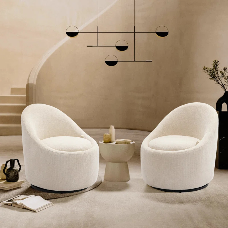Small Modern Round Swivel Accent Chair with Hidden Storage (Set of 2) | Wayfair North America