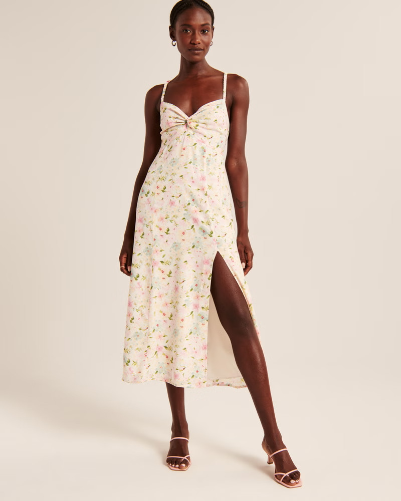 Women's Twist-Front Midi Dress | Women's The A&F Getaway Shop | Abercrombie.com | Abercrombie & Fitch (US)