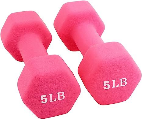 Portzon Set of 2 Neoprene Dumbbell Hand Weights, Anti-Slip, Anti-roll, Hex Shape Colorful | Amazon (US)