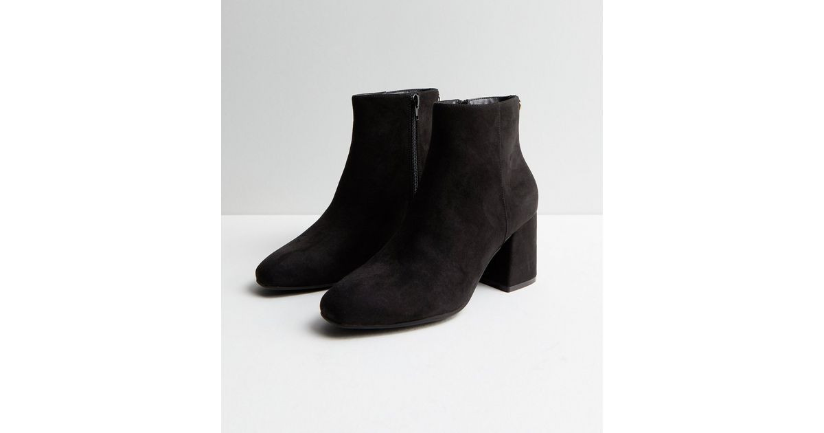 Wide Fit Black Suedette Block Heel Ankle Boots
						
						Add to Saved Items
						Remove from ... | New Look (UK)