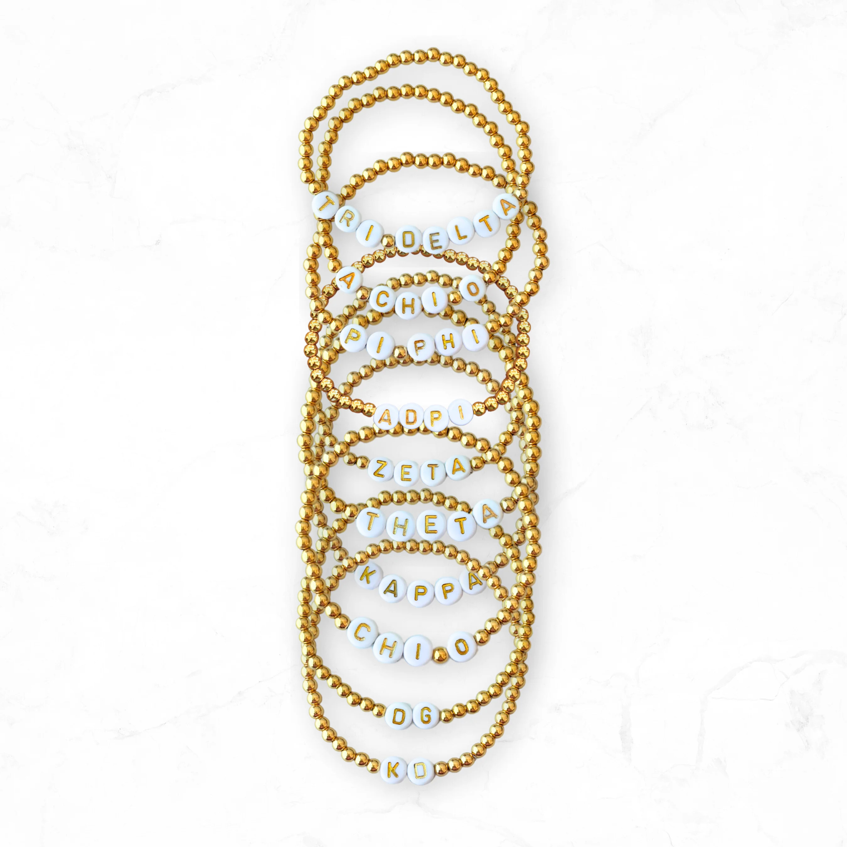 Sorority Gold Beaded Bracelets | Golden Thread LLC