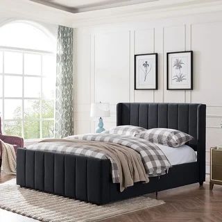 Antoinette Traditional Upholstered Queen Bed by Christopher Knight Home - Charcoal Gray | Bed Bath & Beyond