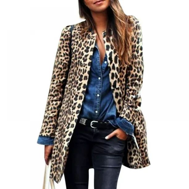 Winter Clearance EleaEleanor jacket women's winter autumn coat warm sexy leopard long-sleeved loo... | Walmart (US)