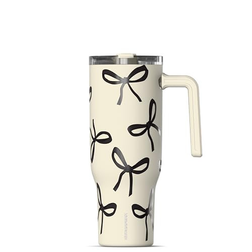 Hydrapeak Voyager 40 oz Tumbler with Handle and Straw, 100% Leakproof Insulated Tumbler with Sip and Straw Lid, Made of Stainless Steel, Cup Holder Friendly Base (Black Bows) | Amazon (US)