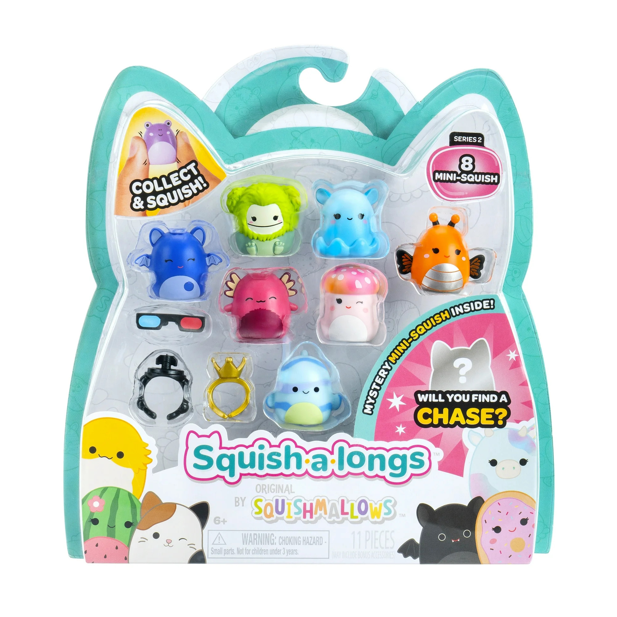 Squishmallows Squish-a-longs 8 Pack - (8) 1 inch Mini-Squish with Accessories | Walmart (US)