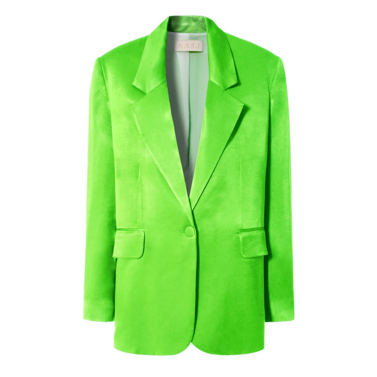 Bellamy Satin Green Flash Blazer | Wolf and Badger (Global excl. US)